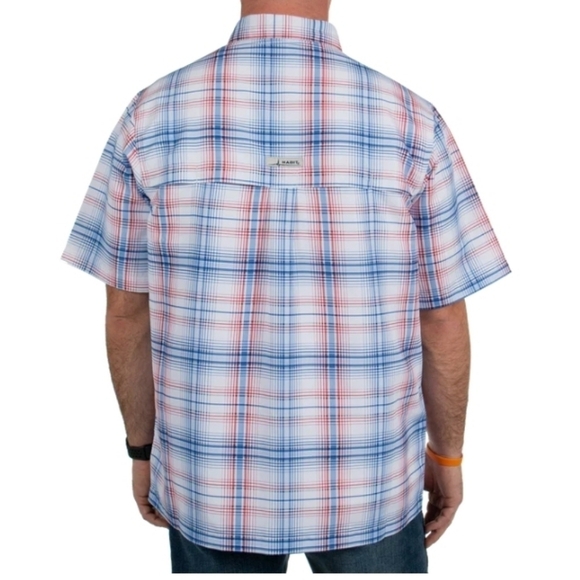 Habitat SS fishing shirt Red white blue plaid Small 40+solar factor - Picture 2 of 15